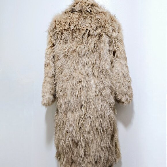 Real Finnish Raccoon Fur Multi-Color Over Coat Jacket No Fox Mink Beige Yellow - Picture 5 of 6